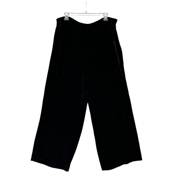 Ellen Tracy Black High Waisted Wide Leg Black Velvet Silk‎ Blend Pants Size 12 - Picture 1 of 7